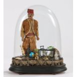 Turkish street pedlar with a range of wares to include divers helmet, taxidermy display case,