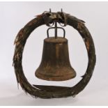 19th Century Golden Bell Public House/Tavern sign, with a central bell and wreath surround, 70cm