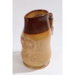Doulton Lambeth stoneware commemorative jug, in the form of a jack style jug, initialled GR and