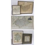 Five various maps, four coloured examples, depicting Leicestershire, Staffordshire, Warwickshire,