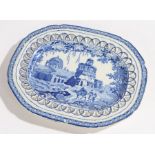 19th Century transfer decorated dish, the central field with figures amongst ruins, surrounded by