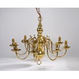Brass Chandelier, with eight arched branches and wide sconces, 72cm diameter