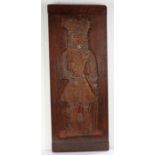Unusually large late 19th Century Dutch gingerbread mould, the oak body depicting a man standing