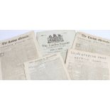 18th and 19th Century newspapers to include The London Chronicle 1758 no 172 (6 pages) no 165 (8