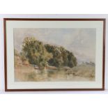 T J Saper, 19th Century British school, boating in a stream, signed watercolour, 51cm x 34.5cm