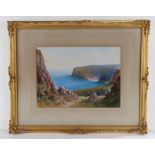 W H Dyer, English School, 'Babbacombe Bay from Patteson', signed watercolour, housed within a gilt