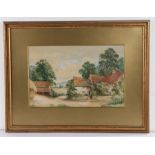 Late 19th Century (English School), study of a farmhouse at Ombersley, pencil signed Hickin to