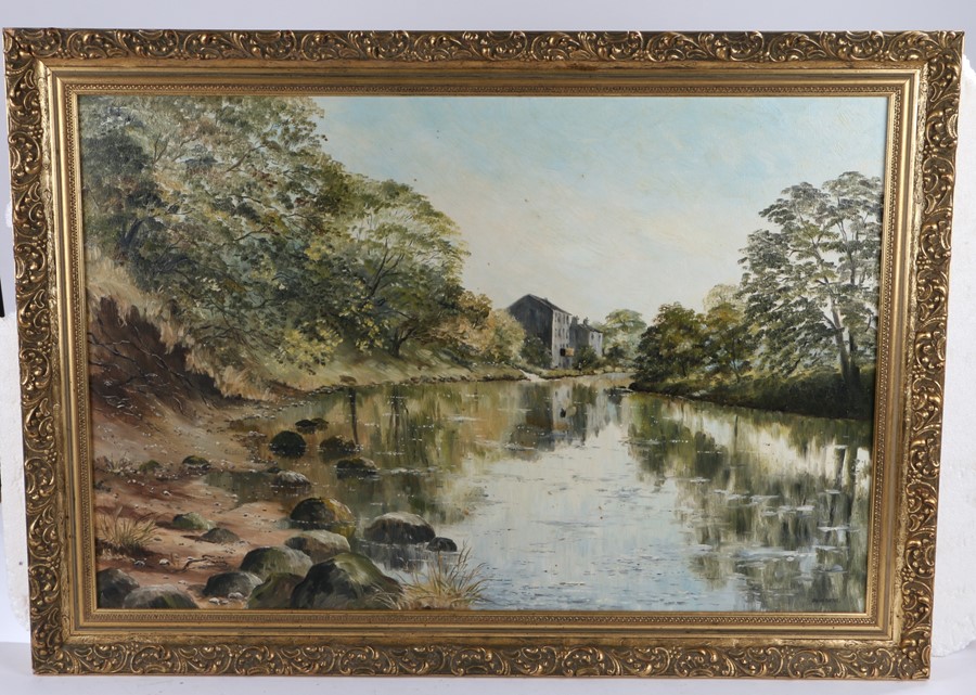 John Dean, Still water near the Old Mill Grassington, 75cm x 50cm