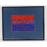 Couchman, abstract study in red and blue, signed and dated 1986, watercolour of Leamington Church,