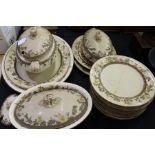 Blantyre porcelain part dinner service, No. 8851, consisting of three tureens with lids, platters,
