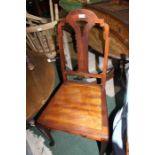 Two Edwardian mahogany side chairs, both with pierced splats raised on cabriole legs, one chair