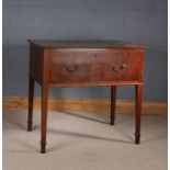 Mahogany side table, with substantial frieze drawer, raised on square tapering legs and spade