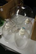 Set of three glass light shades and a larger shade, (4)