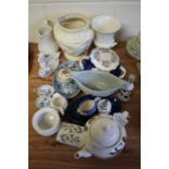 Porcelain to include Wedgwood, Coalport, and others, urns, dishes, teapot, bell, etc. (qty)