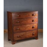 Victorian mahogany chest of four long drawers, on bracket feet, 92.5cm wide