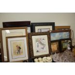 Collection of prints and oils, to include nude studies, an oil of a river scene and another of a