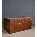 19th Century camphorwood trunk, rectangular with hinged top, 107cm wide