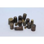 A collection of brass walking stick tips, (qty)