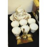 Duchess Romance pattern part tea service, place settings for six, silver plated table crumb scoop