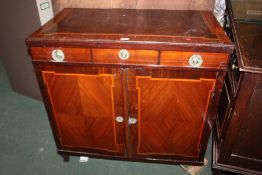 19th Century mahogany and crossbanded cabinet, with dummy drawers above the cupboards, AF
