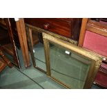 Gilt framed bevelled wall mirror, wood grain effect framed wall mirror, folding wooden tripod AF (