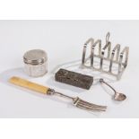 George V silver four division toast rack, Birmingham 1934, maker William Neale & Sons Ltd. (1.