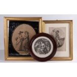 Three 19th Century prints, The Harvest girl, a circular print of classical figures, and another of