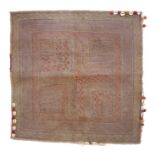 Afghanistan fabric panel, with shell decorated border, 60cm square