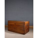 Late 19th Century camphor wood trunk, with sunken brass carrying handle either side, 90.5cm wide x