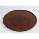 George III mahogany tray, of plain circular form (formerly a table top), 52cm diameter