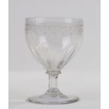 19th Century glass rummer, with etched decoration, 12cm high