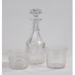19th Century glass decanter, together with two 19th Century glass rinsers (3)