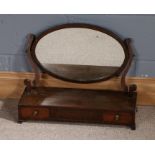 Regency mahogany toilet mirror, the oval mirror above a two box drawer base (AF)