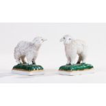 Pair of porcelain miniature sheep, Chelsea type gold anchor mark to base, each 5cm long (2)
