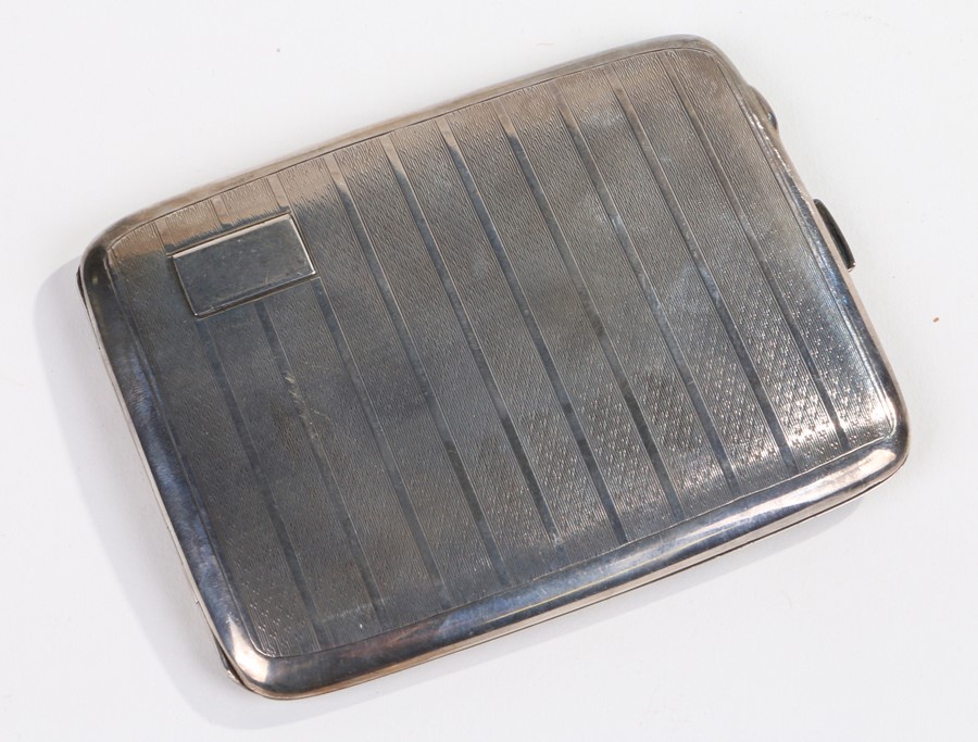 George V silver cigarette case, Birmingham 1930, Henry Matthews, the engine turned case with