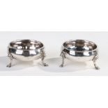 Pair of George III silver salts, London 1771, maker Thomas Shepherd, each with beaded rims and