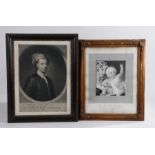 Two 19th Century black and white portrait prints, onr depicting Allan Ramsey, image 24.5cm wide x