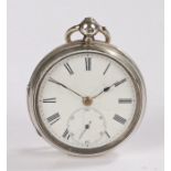 Victorian silver open face pocket watch by George Cook, 58 Spencer St, Clerkenwell, London, the