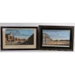 Two 19th Century coloured landscape prints, the first depicting 'A View of the treasury & Canal in