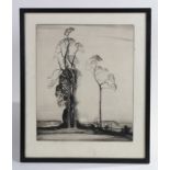 Ernest Herbert Whydale (1886-1952), pencil signed etching depicting a tree line, image 24.5cm wide x