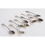 Nine19th Century and later silver spoons, various dates and makers, total weight 5.8oz (9)