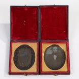Two 19th Century daguerreotypes, one depicting a gentleman, both housed within leather cases and