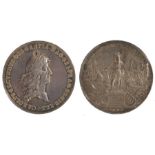 Charles II medal, Proposed Commercial Treaty with Spain silver medal, 1666, by John Roettier,