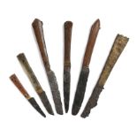 Collection of six 15th to 17th Century knives, each with an iron blade to include a horn handled