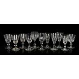Collection of 19th Century cordial glasses, each of trumpet form and shaped stems, (11)