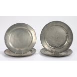 Set of four late 17th/early 18th Century pewter plates, by John Jackson of London (1689-1716) with a
