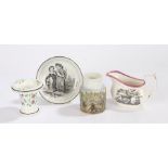 Collection of 19th Century pottery, to include a Davenport vase of squat form, a dish with a