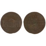 British Token, copper Halfpenny, 1794, NEWGATE above a building and Roman numerals, the reverse