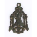 15th Century Medieval Pilgrim badge, a crowned figure between columns, 52mm high
