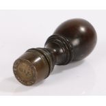 19th Century Gin stamp, the turned handle above a bronze screw off seal, the seal with GIN and